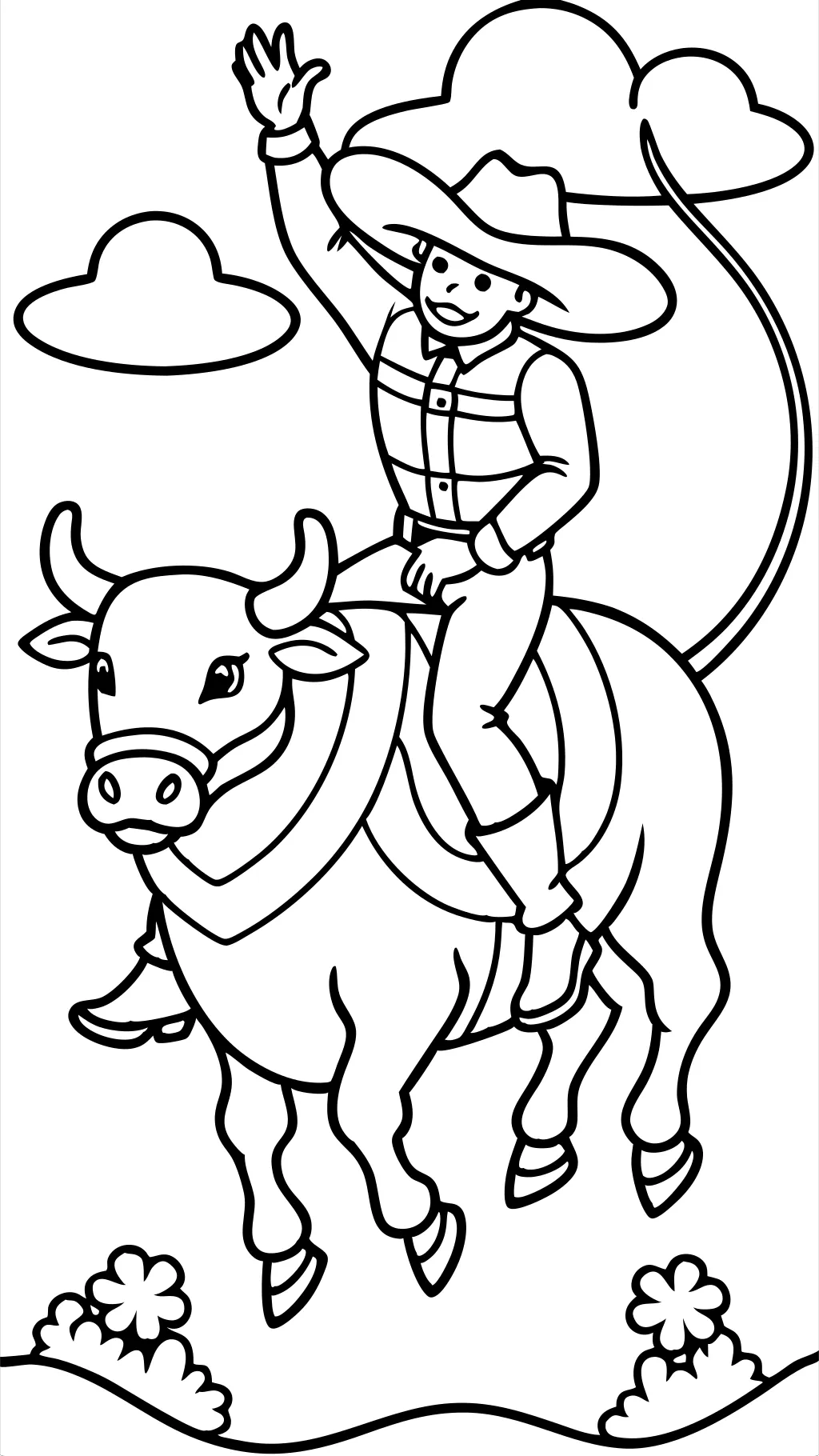 bull riding color pages